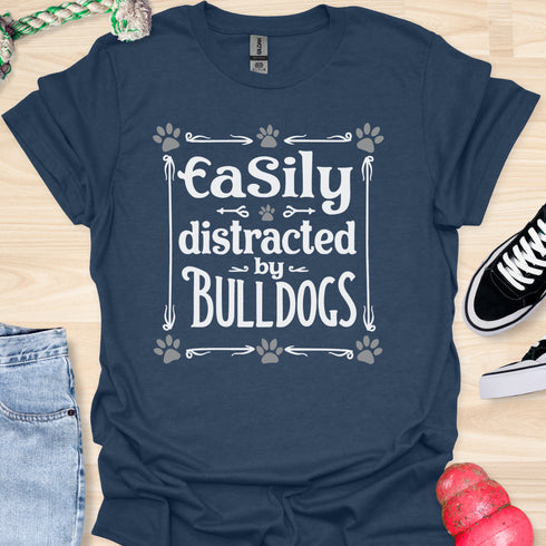 Easily distracted by bulldogs - V4 - Vintage Poster T-Shirt